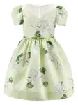 Платье с цветочным принтом Monnalisa, зеленый - фото
