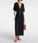 Длинное платье макси из джерси с драпировкой Adele Eres, нуар - фото 2