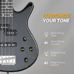 Бас-гитара Glarry GIB на 4 струны Full Size с звукоснимателями SS - черная - фото 2