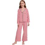 Детский семейный комплект пижамы в полоску с отложным воротником и длинным рукавом Inspire Chic - фото