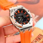 Часы Casio G-Shock Analog-Digital 2100 Series, арт. GA-2100-1A1, 44 мм, оранжевый/серебристый/черно-оранжевый - фото 4