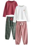 Пижама Next, Green/Burgundy/Off White - фото