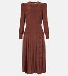 Леопардовый шелковый миди-платье Alessandra Rich, Brown-Black - фото