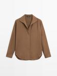 Струящаяся рубашка со скрытыми пуговицами Massimo Dutti, коричневый - фото 2