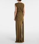 Платье из крепового джерси с драпировкой Alex Perry, оливковый - фото 3