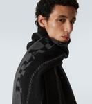 Шерстяной жаккардовый шарф с логотипом Prada, Ardesia+Nero - фото 3