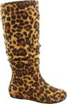 TOP Moda Data-1 Women's Shoes Cute & Comfort Round Toe Flat Heel Slouchy Mid Calf Boot, Leopard - фото