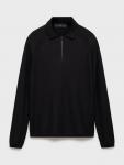 Аномик Regular Fit застёгивающийся поло-свитер Mango, Black - фото 3