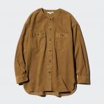 Вельветовая длинная куртка-рубашка Uniqlo женская, 36 коричневый - фото