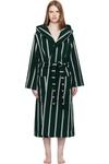 Tekla Зеленый махровый халат с капюшоном - фото
