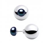 Серьги Ateliers Saint Germain, 7 мм, серебро/черный жемчуг - фото