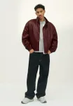 Куртка-Бомбер Bershka, Bordeaux - фото 2
