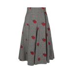 Юбка Versace Floral Embroidered Plaid Skirt, Black - фото