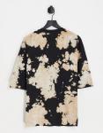 Черная обесцвеченная футболка тай-дай с принтом на груди ASOS DESIGN - фото 3