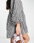 Черный комбинезон в мелкую клетку с пышными рукавами ASOS DESIGN - фото 4