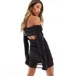 Черное мини-платье Bardot 90s с контрастной сетчатой ​​подкладкой ASOS - фото