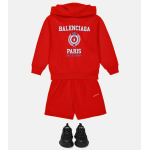 Шорты из хлопкового джерси с логотипом Balenciaga Kids, красный - фото 2