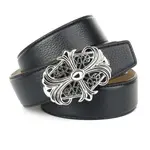 Кожаный ремень Anthoni Crown с элегантной застежкой с мотивом, черный - фото