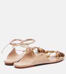 Бисерные кожаные сандалии Farm Rio, Blush Pink - фото 2