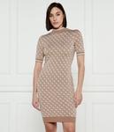 Платье Guess Jeans с принтом короткое, бежевый - фото