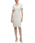 Женское деловое платье приталенного кроя из эластичной ткани Hugo Boss, Open White - фото 4