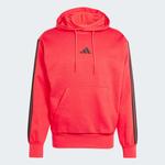 Худи Adidas Essentials 3-Stripes Fleece Hoodie, цвет Pure Ruby/Black - фото 4