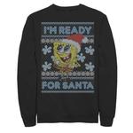 Мужской флисовый пуловер SpongeBob SquarePants I'm Ready For Santa Ugly Christmas Nickelodeon, черный - фото
