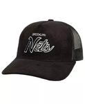Мужская черная кепка Brooklyn Nets Times Up Classic Script Cord Trucker Mitchell & Ness - фото