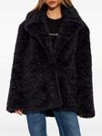 Stella McCartney однобортная шуба из шерпы, черный - фото 3
