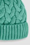 Толстая шапка косой вязки для девочки с помпоном Jojo Maman Bébé, зеленый - фото 3