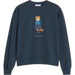 Мастерская Kitsuné Свитшот с принтом одетой лисы Maison Kitsune, синий - фото