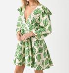 Мини-платье Cordelia с зеленым принтом в виде виноградных листьев KITRI - фото 2