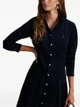Вельветовое платье-рубашка мини POLO RALPH LAUREN, синий - фото 4