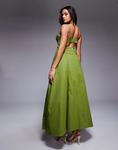 Оливковое платье миди из хлопкового сатина ASOS LUXE - фото 4
