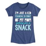 Футболка с рисунком для девочек 7–16 лет «Просто ребенок просит закуски» Licensed Character, синий - фото