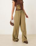 Брюки-карго ASOS DESIGN цвета хаки из льняного материала - фото