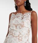 Мини-платье с кружевом и бантом Self-Portrait, белый - фото 4