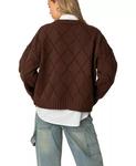 Женский свитер Cass Oversize с текстурированной вязкой Edikted, коричневый - фото 2