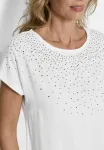 Mit glitzersteinen blouse Goldner, Cream White - фото 4