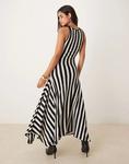 Платье макси Mango Racer в черно-белую полоску - фото 3