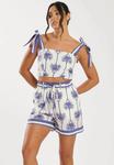 Топ PRINTED TIE SHOULDER South Beach, белый - фото