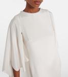 Шелковое платье с накидкой в стиле покера Max Mara, Bianco Seta - фото 4