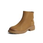 Ботильоны женские на каблуке 4,5 см черно-коричневые BELLE с коричневой флисовой подкладкой - фото 7