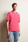Рубашка-поло bugatti с контрастными полосками, розовый - фото
