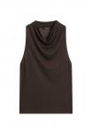 Топ Massimo Dutti SLEEVELESS WITH DRAPED NECKLINE, Mottled Dark Brown - фото 5