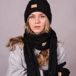 Шарф из искусственного меха с помпоном Aran Cable Aran Traditions, черный - фото 3