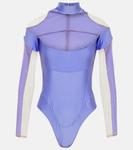 Боди из тюля со вставками MUGLER, фиолетовый - фото