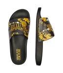 Шлепанцы женские Versace Jeans Couture с фирменным принтом, черно-желтый - фото 4