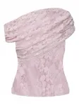 Топ с кружевом и драпировкой Self-Portrait, розовый - фото