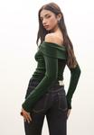 Джемпер Stradivarius OFF-THE-SHOULDER TOP, Dark Green - фото 3
